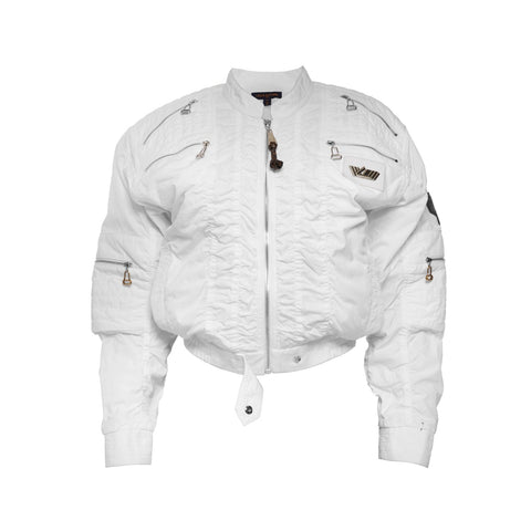 LOUIS VUITTON Biker Zip Blouson Cotton 2020AW Size 34 Jacket white WS25898