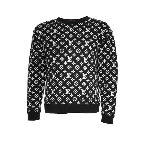 LOUIS VUITTON HIY53W Full Monogram Jacquard Crew Neck Medium Cotton sweat black WS25899