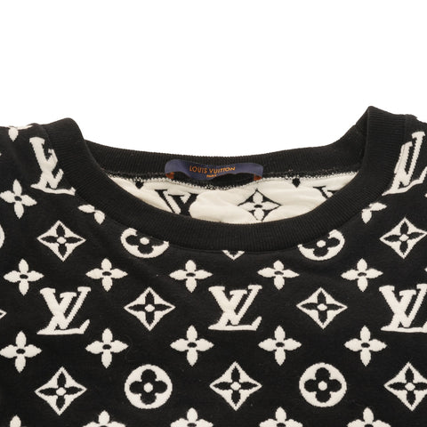 LOUIS VUITTON HIY53W Full Monogram Jacquard Crew Neck Medium Cotton sweat black WS25899