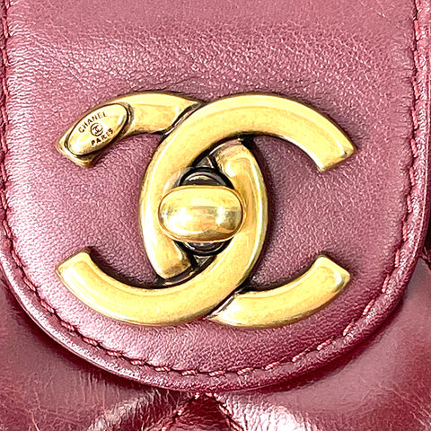 シャネル CHANEL ココマーク ターンロック マトラッセ レザー 2WAY カーフレザー 23番台 ショルダーバッグ バーガンディー WS2589