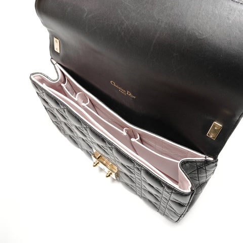 Christian Dior Leather Chain New Lock Flap Shoulder Bag black WS25905