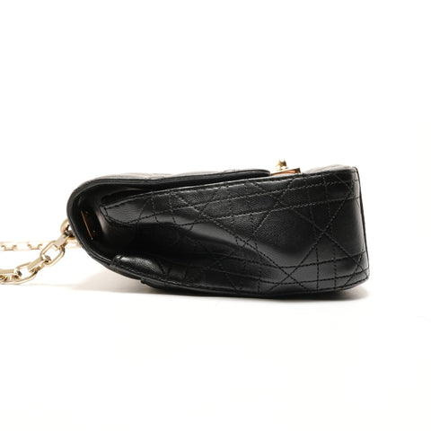 Christian Dior Leather Chain New Lock Flap Shoulder Bag black WS25905