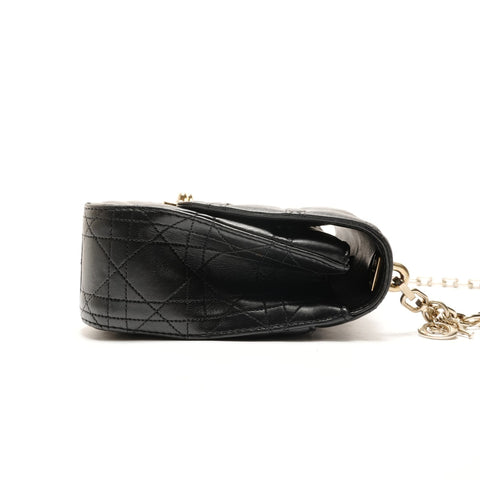 Christian Dior Leather Chain New Lock Flap Shoulder Bag black WS25905