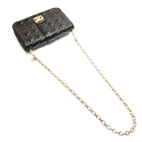 Christian Dior Leather Chain New Lock Flap Shoulder Bag black WS25905