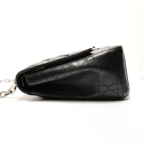 Christian Dior Cannage Leather New Lock Chain Large Shoulder Bag black WS25906