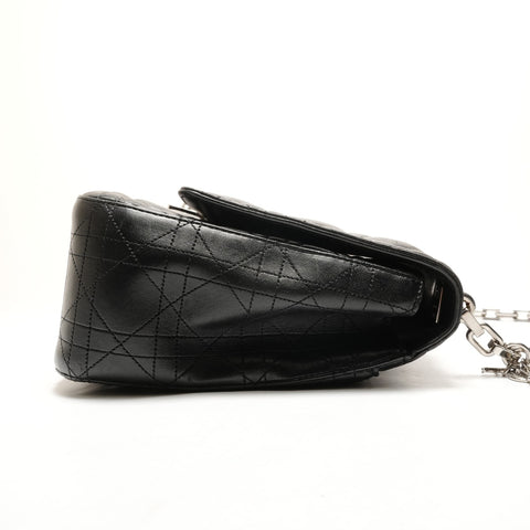 Christian Dior Cannage Leather New Lock Chain Large Shoulder Bag black WS25906