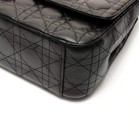Christian Dior Cannage Leather New Lock Chain Large Shoulder Bag black WS25906