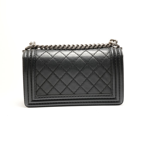 CHANEL Boy Chanel 25 Lambskin Silver Metal Gunmetal 18 series 2013-2014 Shoulder Bag black WS25907