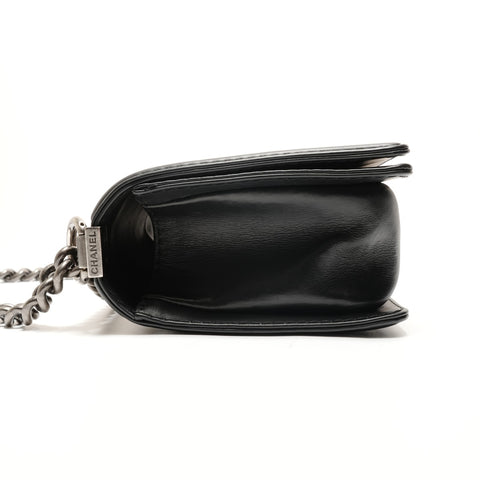 CHANEL Boy Chanel 25 Lambskin Silver Metal Gunmetal 18 series 2013-2014 Shoulder Bag black WS25907