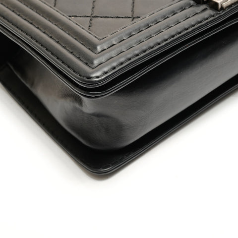 CHANEL Boy Chanel 25 Lambskin Silver Metal Gunmetal 18 series 2013-2014 Shoulder Bag black WS25907