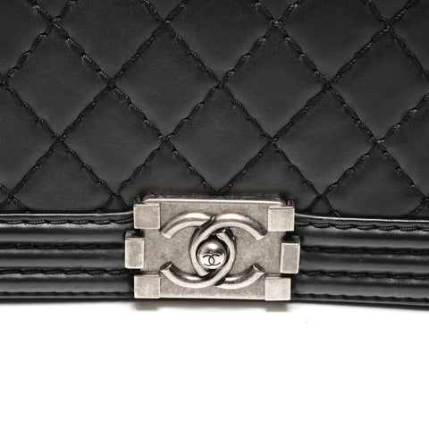 CHANEL Boy Chanel 25 Lambskin Silver Metal Gunmetal 18 series 2013-2014 Shoulder Bag black WS25907