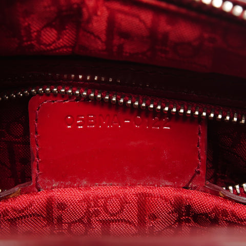 Christian Dior Patent leather medium Lady Dior 2-way bag Handbag Red WS25912