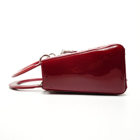 Christian Dior Patent leather medium Lady Dior 2-way bag Handbag Red WS25912