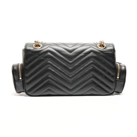 GUCCI Leather GG Marmont Camera Bag with Chain 795228 Shoulder Bag black WS25913