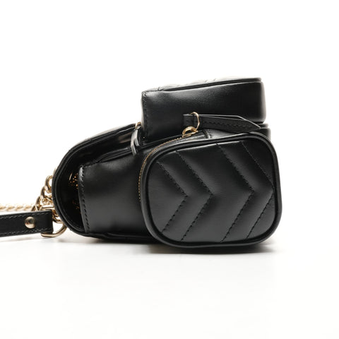 GUCCI Leather GG Marmont Camera Bag with Chain 795228 Shoulder Bag black WS25913