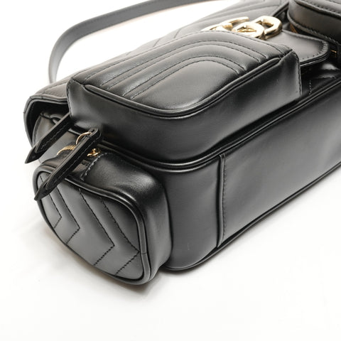GUCCI Leather GG Marmont Camera Bag with Chain 795228 Shoulder Bag black WS25913