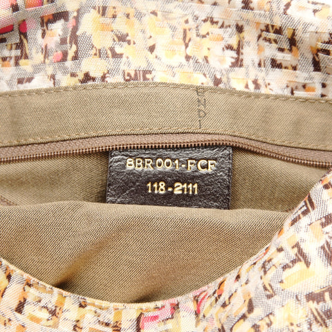 FENDI Zucchino Canvas Mamma Bucket Flower One Belt Shoulder Bag Brown WS25915