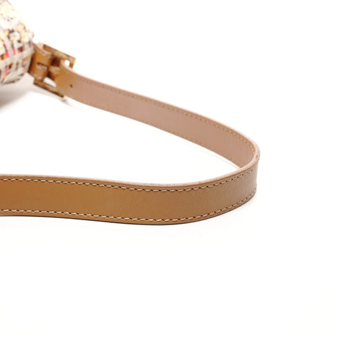 FENDI Zucchino Canvas Mamma Bucket Flower One Belt Shoulder Bag Brown WS25915