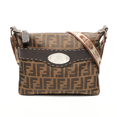 FENDI Zucca canvas Shoulder Bag Brown WS25916