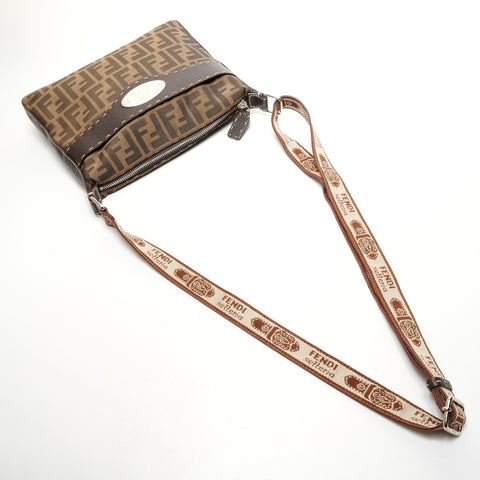 FENDI Zucca canvas Shoulder Bag Brown WS25916