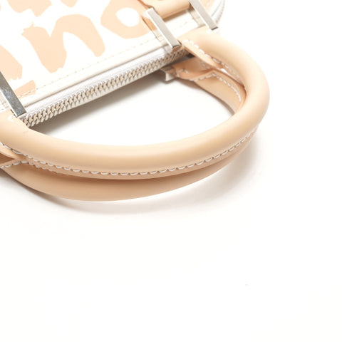 LOUIS VUITTON Leather Graffiti Alma Horizontal 2001 Handbag white WS25919