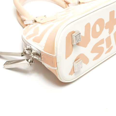 LOUIS VUITTON Leather Graffiti Alma Horizontal 2001 Handbag white WS25919