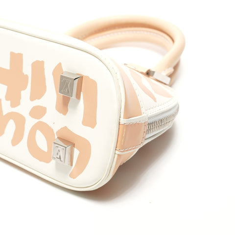 LOUIS VUITTON Leather Graffiti Alma Horizontal 2001 Handbag white WS25919