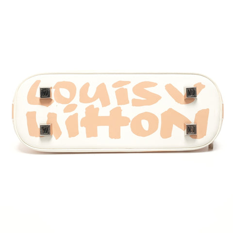 LOUIS VUITTON Leather Graffiti Alma Horizontal 2001 Handbag white WS25919
