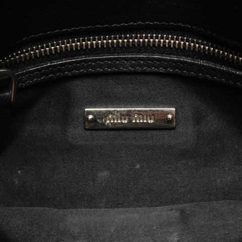 Miu Miu Matelasse Crystal Leather Shoulder Bag black WS25923