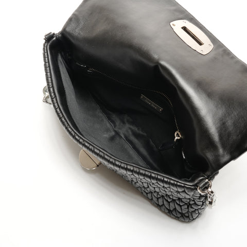 Miu Miu Matelasse Crystal Leather Shoulder Bag black WS25923