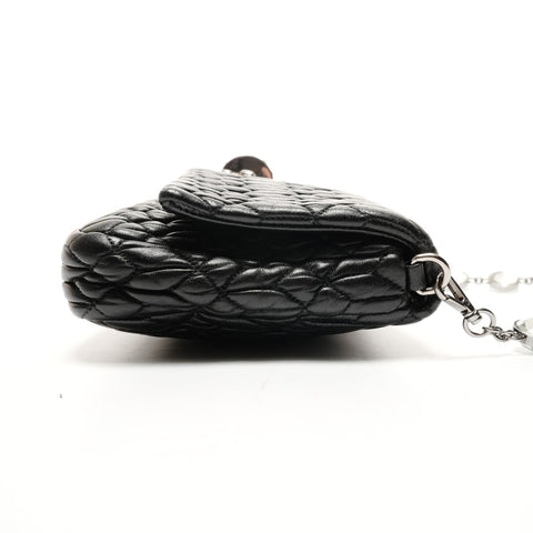 Miu Miu Matelasse Crystal Leather Shoulder Bag black WS25923