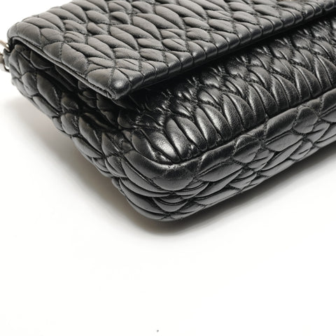 Miu Miu Matelasse Crystal Leather Shoulder Bag black WS25923
