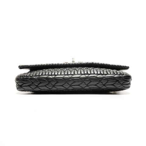 Miu Miu Matelasse Crystal Leather Shoulder Bag black WS25923