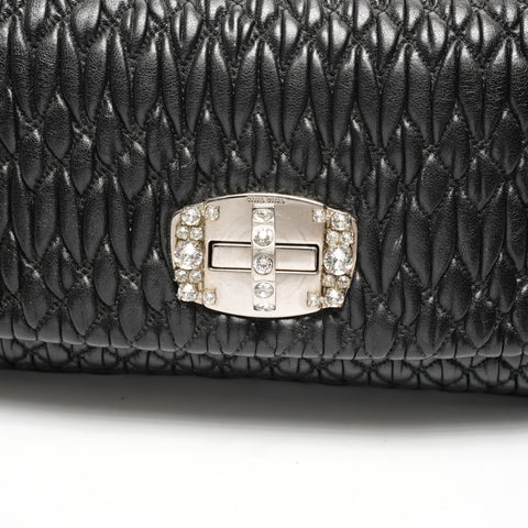 Miu Miu Matelasse Crystal Leather Shoulder Bag black WS25923