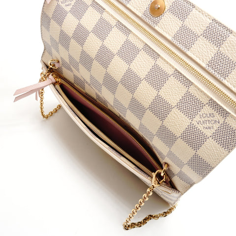 LOUIS VUITTON 2018 Pochette Weekend Summer Trunk Azur Chain Wallet Shoulder Bag beige WS25924