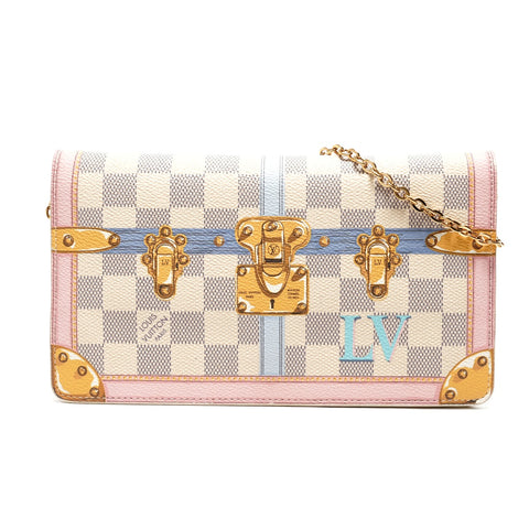 路易威登 2018 Pochette Weekend Summer Trunk Azur 链条钱包单肩包米色 WS25924
