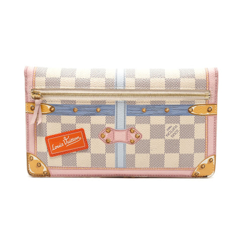 LOUIS VUITTON 2018 Pochette Weekend Summer Trunk Azur Chain Wallet Shoulder Bag beige WS25924