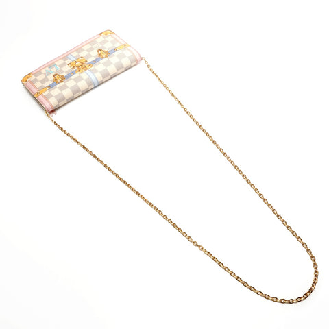 LOUIS VUITTON 2018 Pochette Weekend Summer Trunk Azur Chain Wallet Shoulder Bag beige WS25924