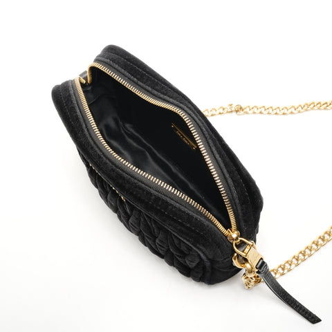 Miu Miu Velour Matelasse Chain Camera Bag Umhängetasche schwarz WS25926