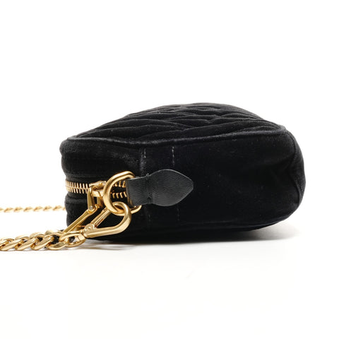Miu Miu Velour Matelasse Chain Camera Bag Umhängetasche schwarz WS25926