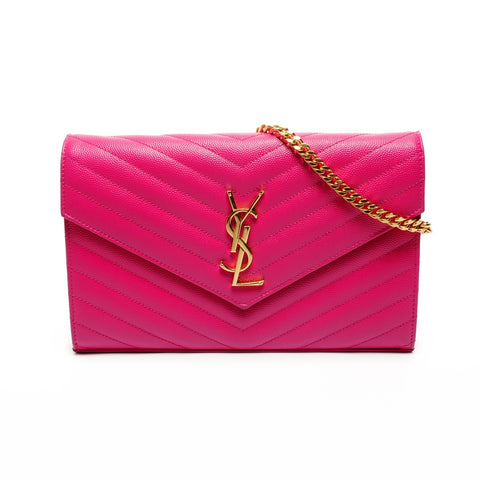 YVES SAINT LAURENT Cassandra Chain Wallet Logo Shoulder Bag pink WS25928