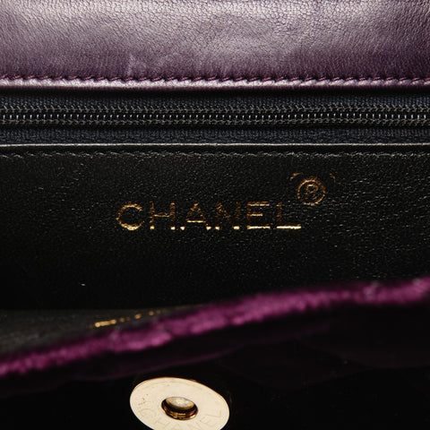 CHANEL Velour Camellia Mini Camera Bag Shoulder Bag purple WS25929
