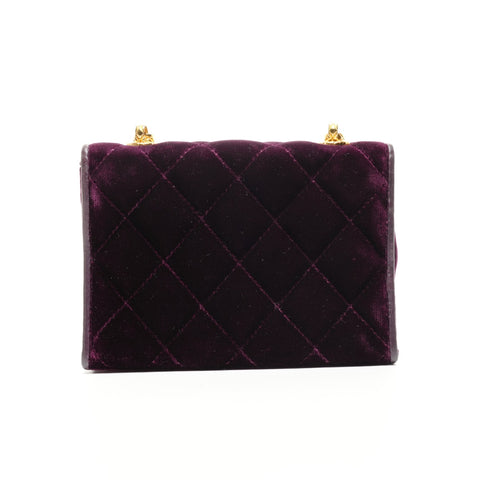 CHANEL Velour Camellia Mini Camera Bag Shoulder Bag purple WS25929