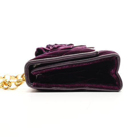 CHANEL Velour Camellia Mini Camera Bag Shoulder Bag purple WS25929