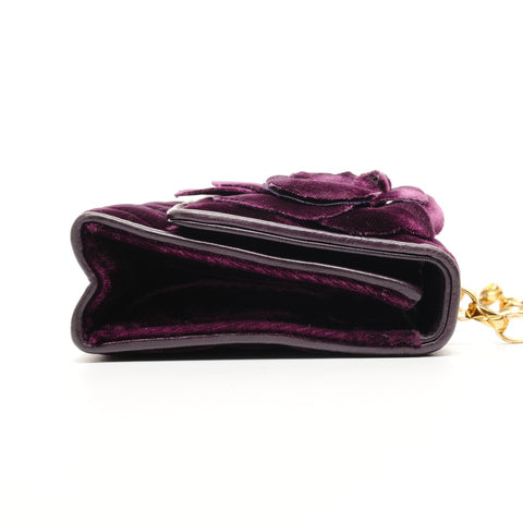 CHANEL Velour Camellia Mini Camera Bag Shoulder Bag purple WS25929