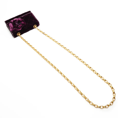 CHANEL Velour Camellia Mini Camera Bag Shoulder Bag purple WS25929