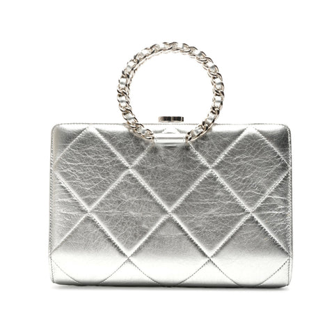 CHANEL Nr. 29 2019 Lammleder In-the-Loop Matelasse Handtasche Silber WS25930