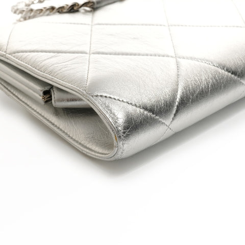 CHANEL Nr. 29 2019 Lammleder In-the-Loop Matelasse Handtasche Silber WS25930