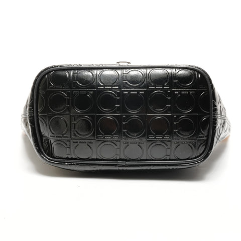 Salvatore Ferragamo Gancini PVC SilverMetal One-Shoulder Bag Umhängetasche schwarz WS25931