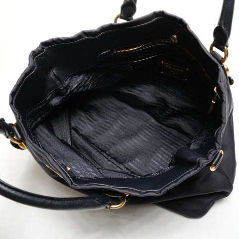 PRADA Nylon 2-Wege-Einkaufstasche Marineblau WS25933